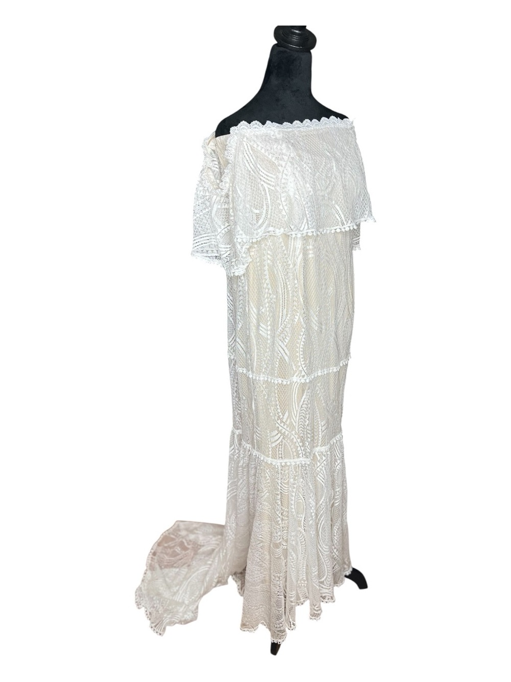 LULUS In My Life White Lace Off the Shoulder Mermaid Maxi Dress XL - Picture 1 of 15